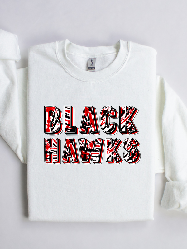 Tie dye Blackhawk letters sweatshirt