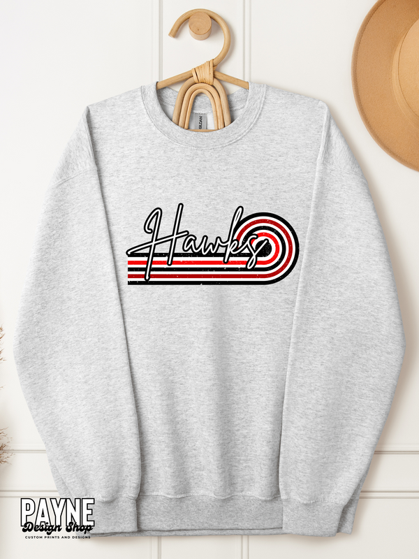 Vintage Stripe Hawks Crewneck Sweatshirt